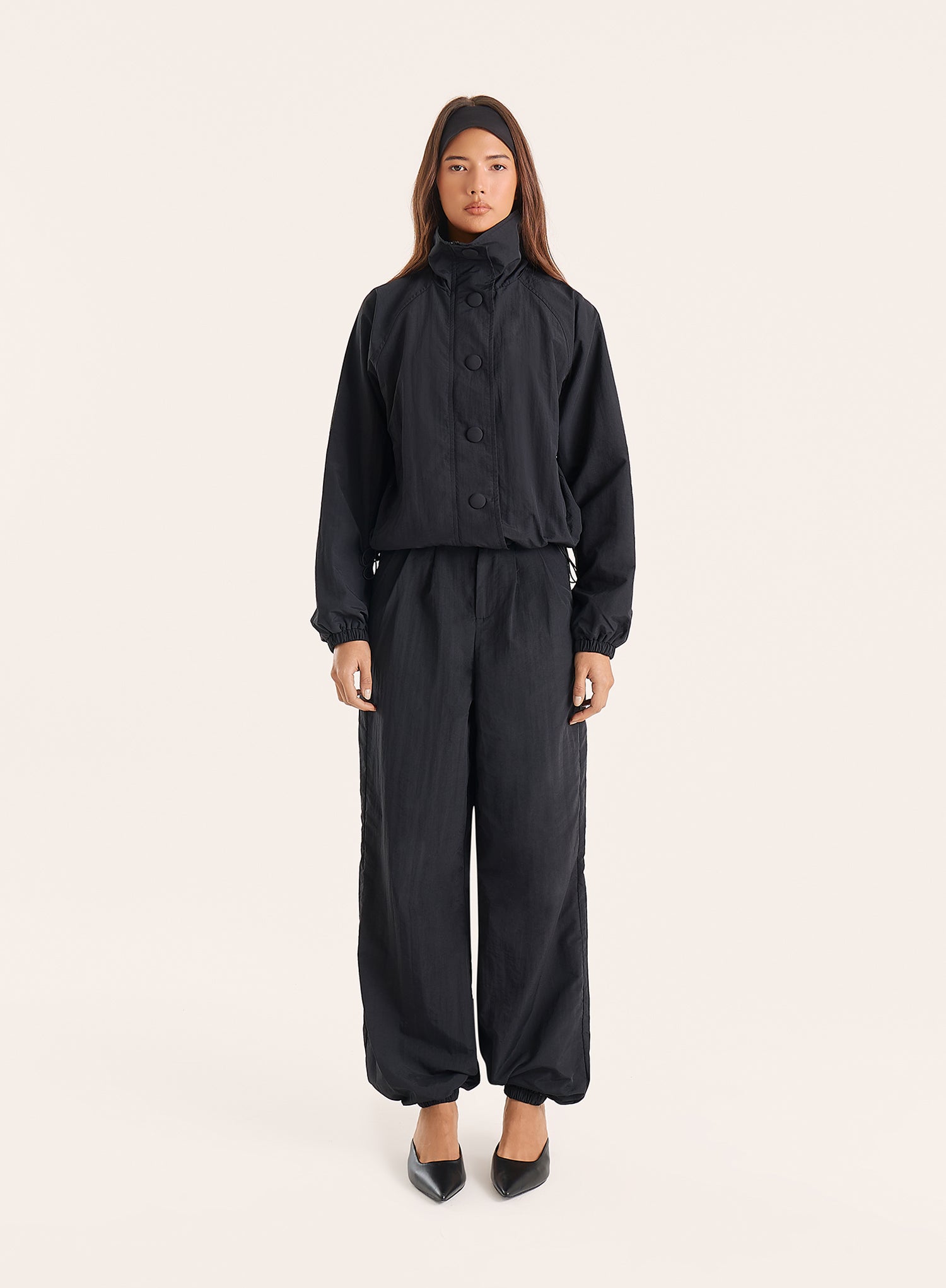 Black Balloon Leg Parachute Joggers